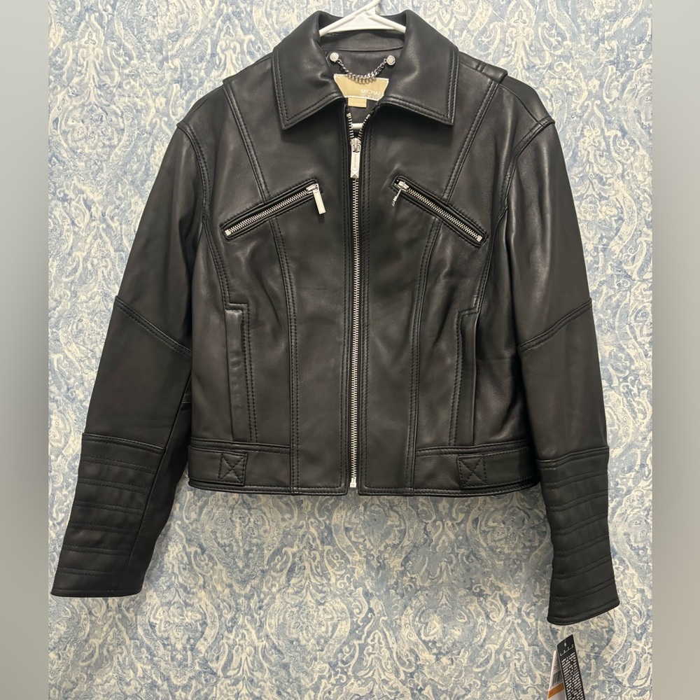 NWT Michael Kors Genuine Leather Women's Moto Jacket/Size Small